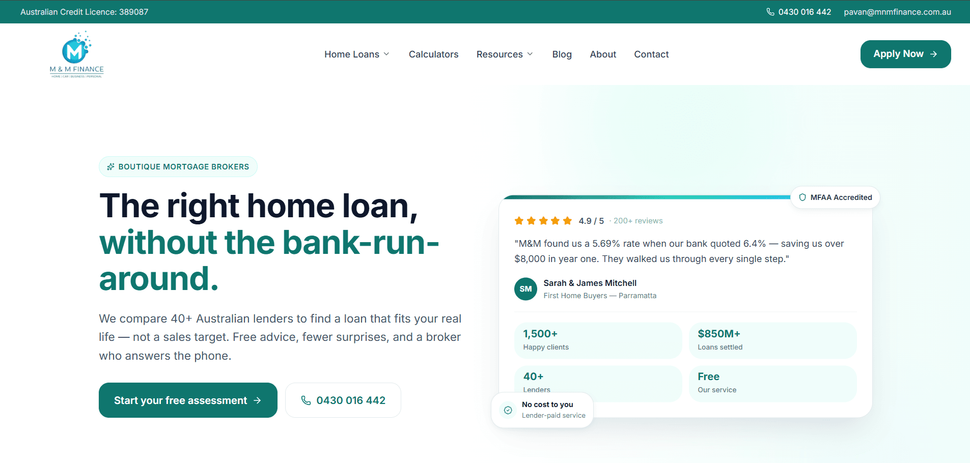 M&M Finance website screenshot