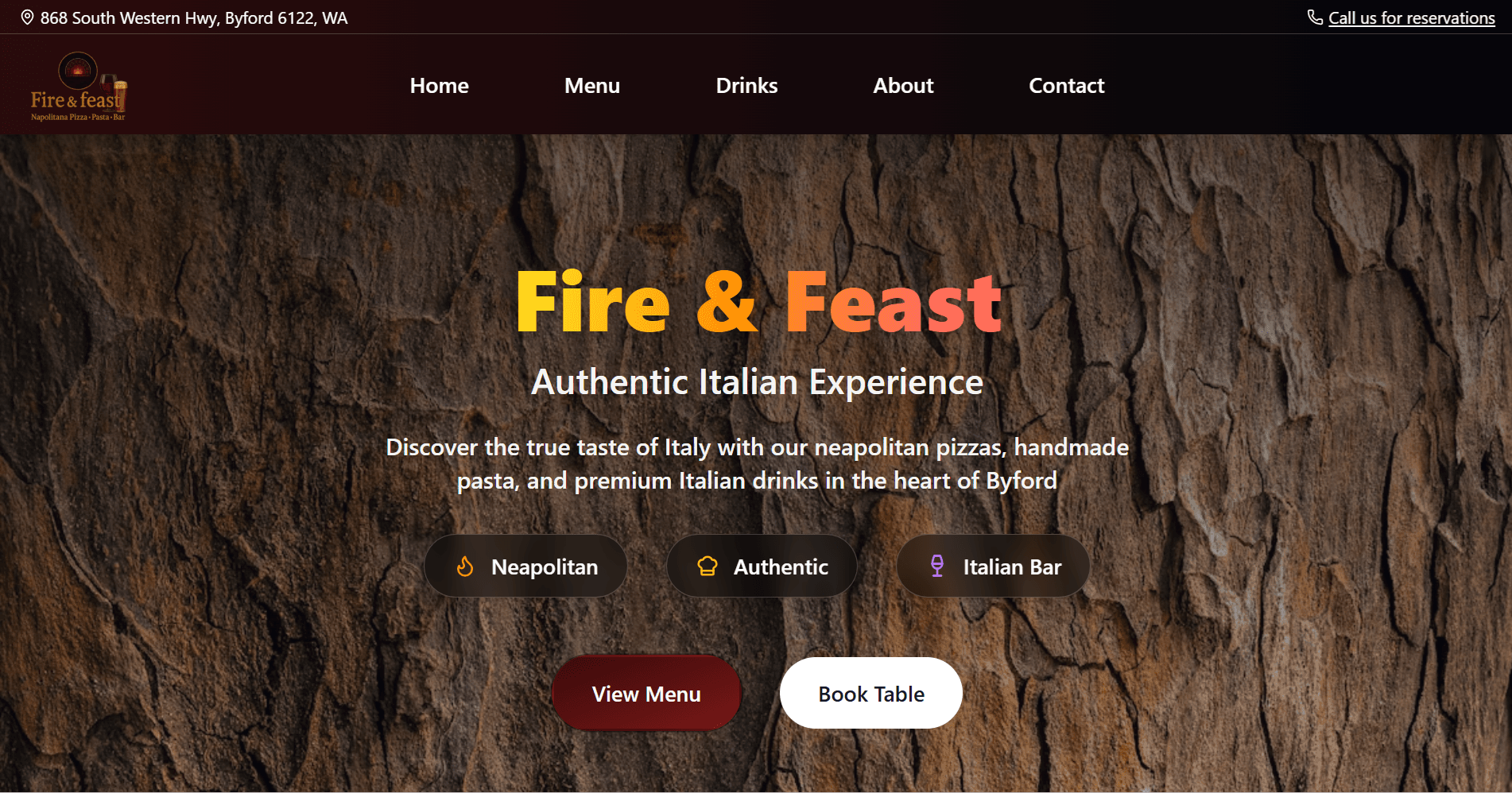 Fire & Feast website screenshot