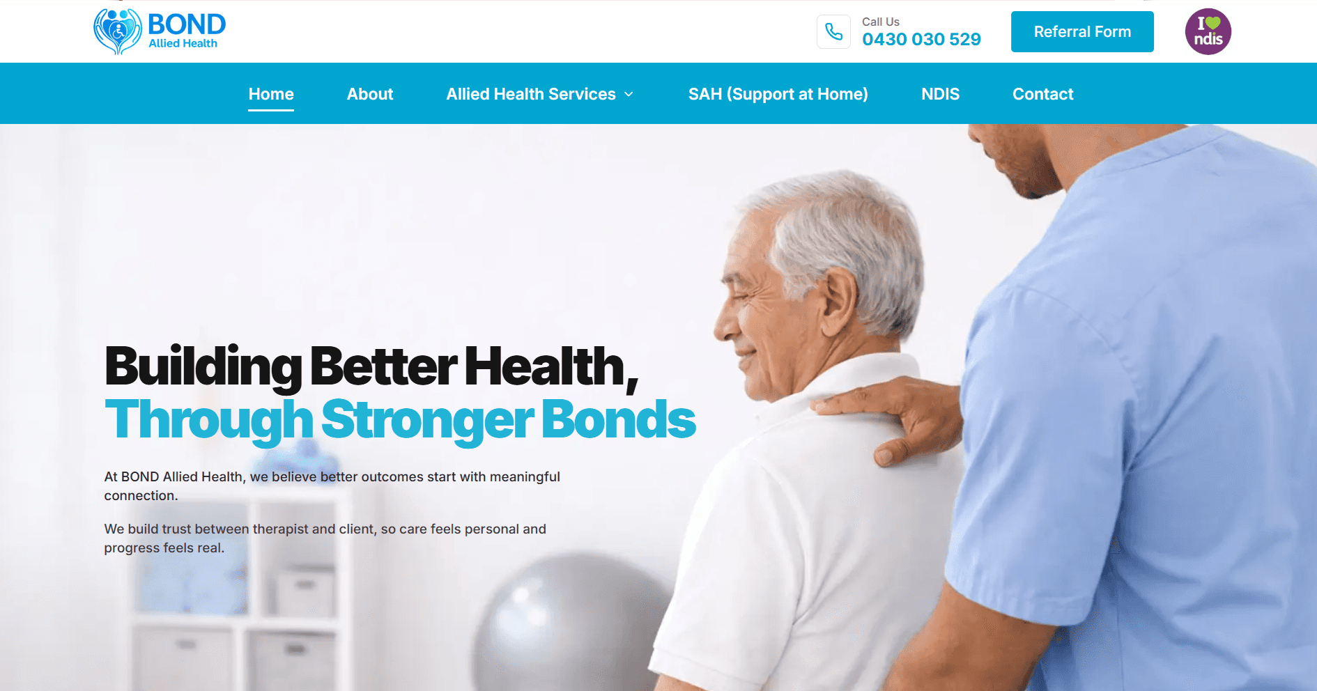 Bond Allied Health website screenshot